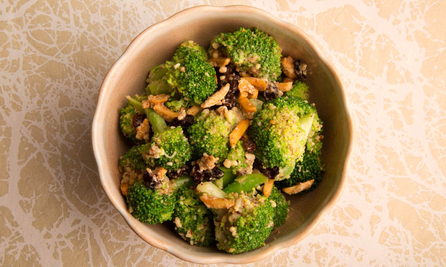 Broccoli Salad with Almond Vinaigrette- anti-cancer recipe- cook for your life