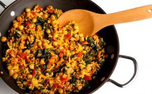 Brown Rice & Chickpea Paella Recipe Image