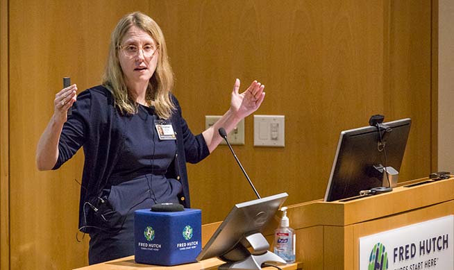 Dr. Heather Greenlee giving a lecture at Fred Hutch.