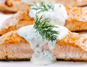 Low FODMAP Dill & Mint Marinated Salmon Recipe Image
