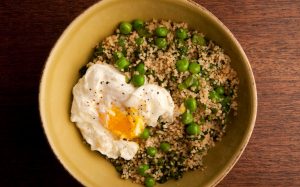 Pea Couscous With Poached Eggs Recipe Image