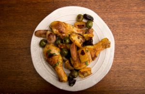 Roast Chicken With Olives, Shallots & Prunes Recipe Image