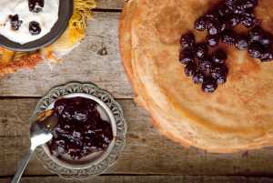 Almond Crepes with Cherries & Yogurt Recipe Image