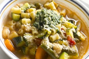 Summer Vegetable Soup With Basil Pesto Recipe Image