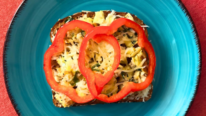 Scrambled Egg, Red Pepper & Fontina Toast Recipe Image