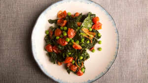 Tangy Braised Kale With Tomato Recipe Image